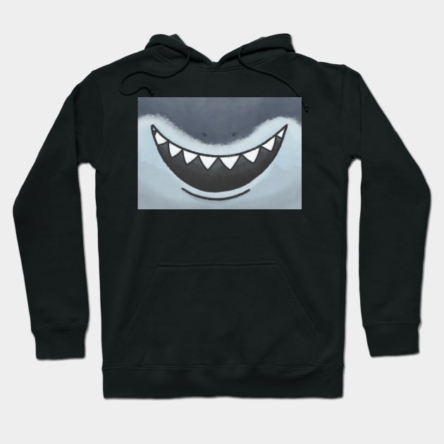 Great White Shark Open Mouth Smile Mask! Hoodie by ErinKantBarnard